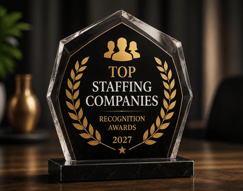 Top Staffing Companies 2027 Recognition Award Trophy